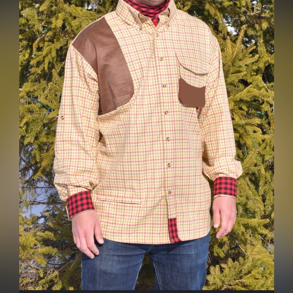 Braeval Shirt Mens Extra Large Tiera Gun Check Cotton Long Sleeve Patch L - Picture 13 of 14